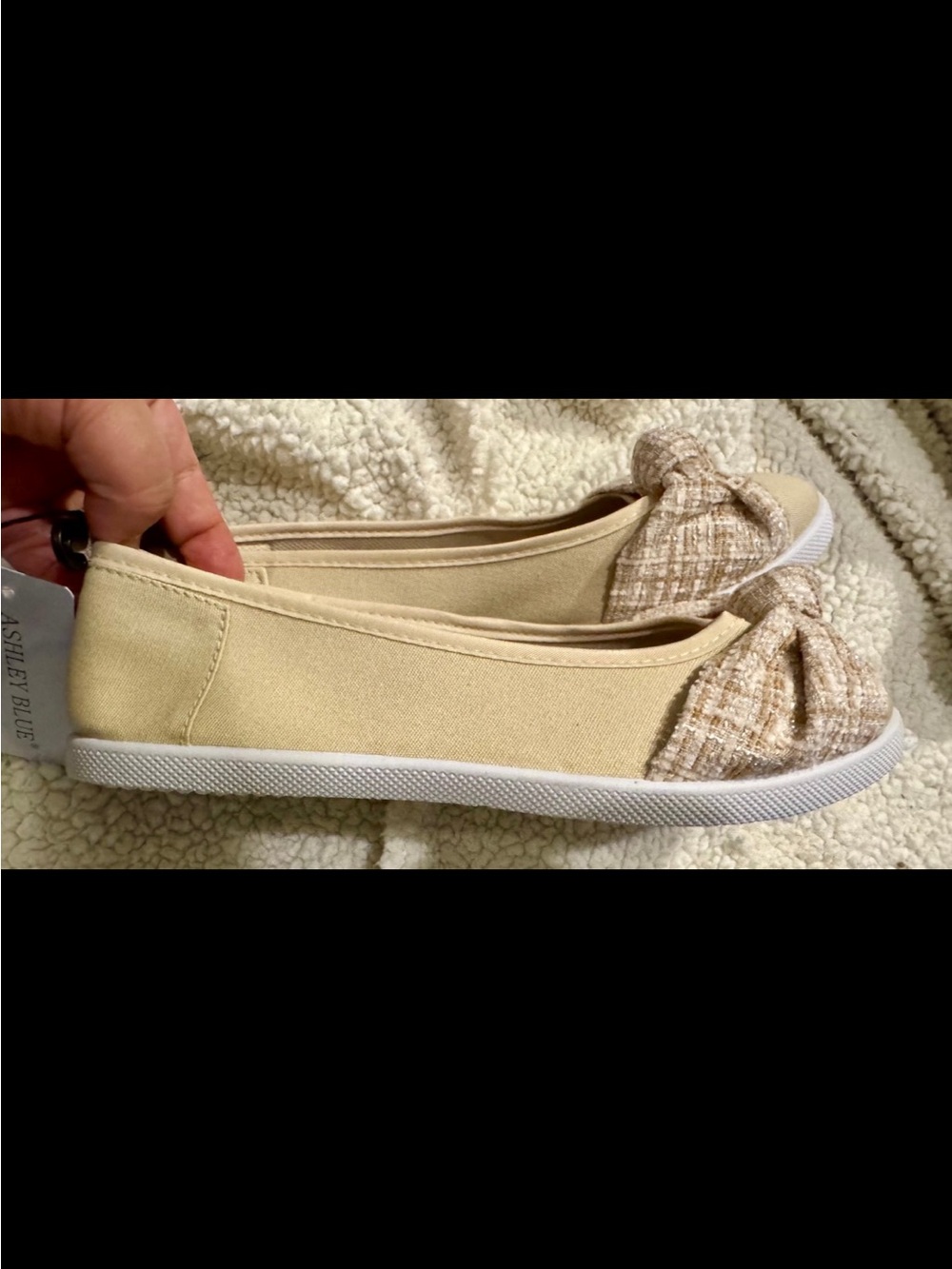 Casual Beige Bow-Accent Slip-On Skimmer Flats for Women